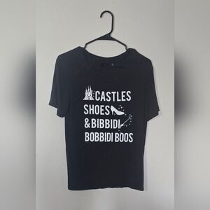Disney Black Graphic Casual Tee Castles Shoes Bibbidi Bobbidi Boos Size S